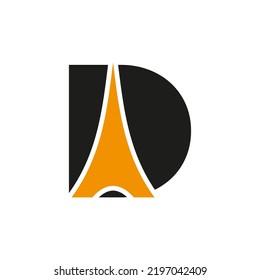 Initial Minimal Letter D Paris Logo Vector Symbol On White Background