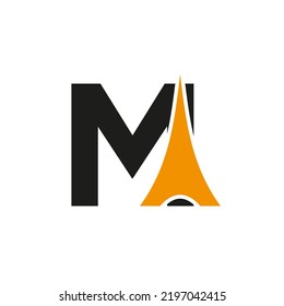 Initial Minimal Letter M Paris Logo Vector Symbol On White Background