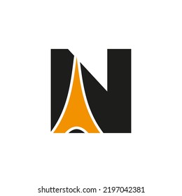 Initial Minimal Letter N Paris Logo Vector Symbol On White Background