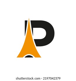 Anfangsbuchstabe P Paris Logo Vektorsymbol auf weißem Hintergrund