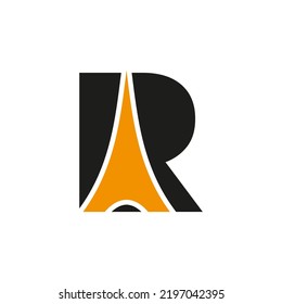 Initial Minimal Letter R Paris Logo Vector Symbol On White Background