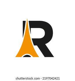 Initial Minimal Letter R Paris Logo Vector Symbol On White Background