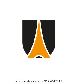 Initial Minimal Letter U Paris Logo Vector Symbol On White Background