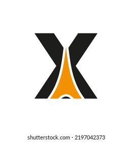 Initial Minimal Letter X Paris Logo Vector Symbol On White Background