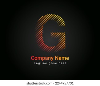 Estilo de letra mínimo inicial G Letra Logo en trazos coloridos. Diseño del logotipo de la letra G de tipografía creativa
