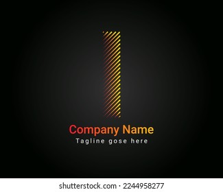 Initial minimal line font style I Letter Logo in colorful strokes. Creative typography letter I logo design