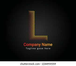 Initial minimal line font style L Letter Logo in colorful strokes. Creative typography letter L logo design