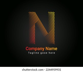 Initial minimal line font style N Letter Logo in colorful strokes. Creative typography letter N logo design