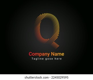 Initial minimal line font style Q Letter Logo in colorful strokes. Creative typography letter Q logo design