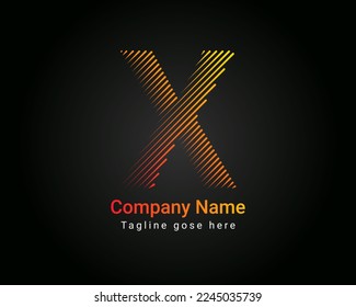 Initial minimal line font style X Letter Logo in colorful strokes. Creative typography letter X logo design