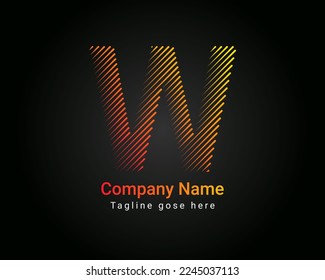 Erstmaliges W-Letter-Logo mit minimaler Zeilenschriftart in bunten Markierungen. Creative Typografie Brief W Logo Design