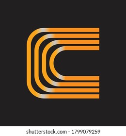 initial minimal simple biased based vector logo design of letter C in orange gradient with black background 