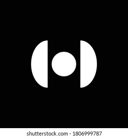 initial minimal simple biased based vector logo design of letter H in white color with black background