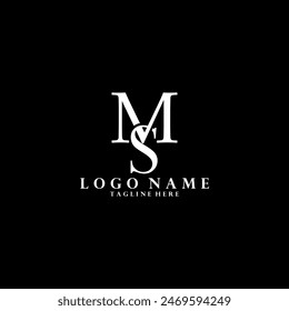 Letra minimalis inicial MS superposición Vector logo diseño