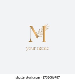 Initial minimalist logo letters M Modern and Flower templates for Invitation cards, Logo identity 