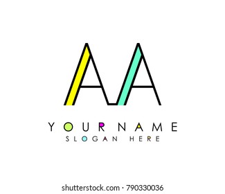 A & A initial minimalist logo template vector