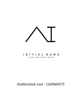 Initial A I minimalist modern logo identity vector