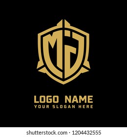 Initial MJ abstract shield logo template vector