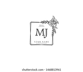 Initial MJ beauty monogram and elegant logo design, handwriting logo of initial signature, wedding, fashion, floral and botanical with creative template.