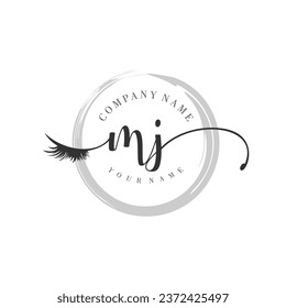 Initial MJ monogram eye and eyelash handwriting