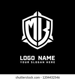 Initial MK abstract shield logo template vector