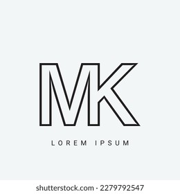 initial MK KM rounded Letter Logo Design Monogram Icon Vector Template
