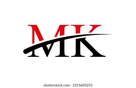Initial MK letter Logo With Swoosh Design Graphic Vector Template for Business and Company Identity.
