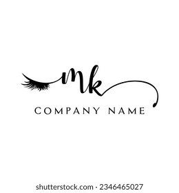initial MK Logo lash logo eyelash vector modern symbols makeup