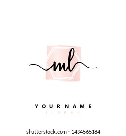 Initial ML beauty handwriting logo vector