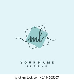 Initial ML beauty handwriting logo vector