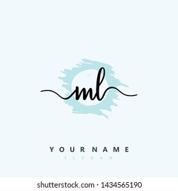 Initial ML beauty handwriting logo vector