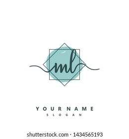 Initial ML beauty handwriting logo vector