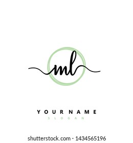 Initial ML beauty handwriting logo vector