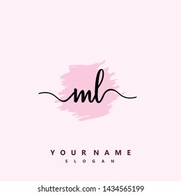 Initial ML beauty handwriting logo vector