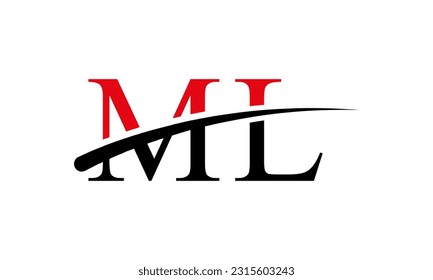 Initial ML letter Logo With Swoosh Design Graphic Vector Template for Business and Company Identity.