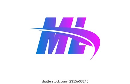 Initial ML letter Logo With Swoosh Design Graphic Vector Template for Business and Company Identity.