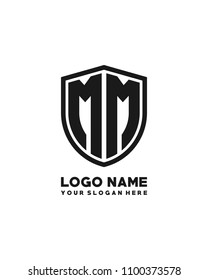 Initial MM abstract shield logo template vector