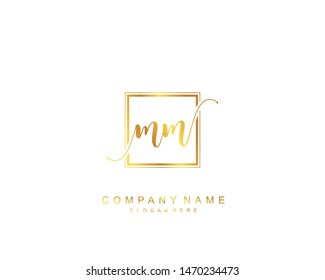 Initial MM beauty monogram and elegant logo design, handwriting logo of initial signature, wedding, fashion, floral and botanical with creative template.