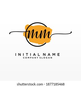 Initial MM beauty monogram and elegant logo design, handwriting logo of initial signature, wedding, fashion, floral and botanical with creative template.