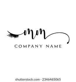 initial MM Logo lash logo eyelash vector modern symbols makeup