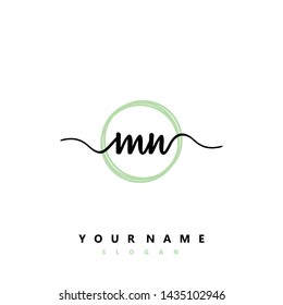 Initial MN beauty handwriting logo vector