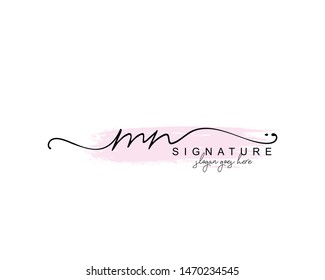 Initial MN beauty monogram and elegant logo design, handwriting logo of initial signature, wedding, fashion, floral and botanical with creative template.