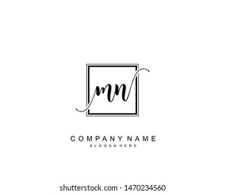 Initial MN beauty monogram and elegant logo design, handwriting logo of initial signature, wedding, fashion, floral and botanical with creative template.