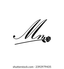 Initial MN handwriting flower typography ornament modern