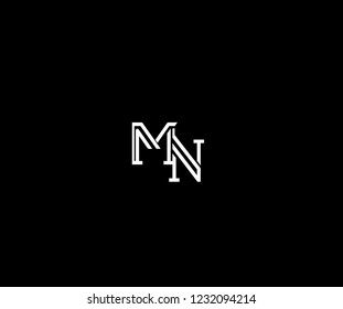 Initial MN Letter Linked Stylish Linear Monogram Modern Creative Logotype
