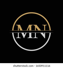 Initial MN letter Logo Design vector Template. Gold and Silver Letter MN logo Design