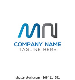 Vorlage für die Design-Vektorillustration für das Logo für den ersten MP-Brief. Abstrakter Buchstabe MN Logo Design