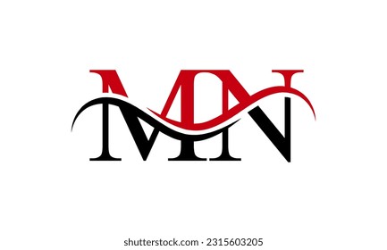 Initial MN letter Logo With Swoosh Design Graphic Vector Template for Business and Company Identity.