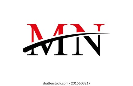 Initial MN letter Logo With Swoosh Design Graphic Vector Template for Business and Company Identity.