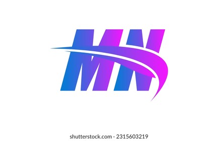 Initial MN letter Logo With Swoosh Design Graphic Vector Template for Business and Company Identity.